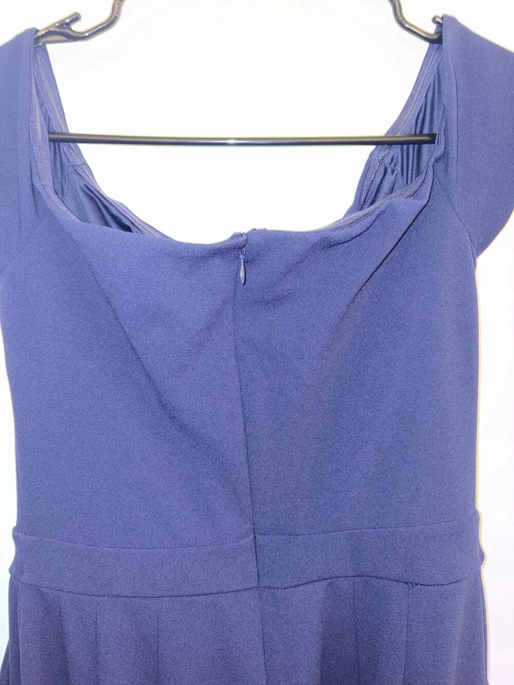 Express Navy Blue Off-The-Shoulder Wide Leg Jumpsuit - Picture 5 of 8